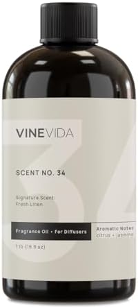 VINEVIDA Fresh Linen Fragrance Oil for Cold Air Diffusers - 16 Fl Oz - Essential Oils for Diffuser Oil Refill & Air Freshener Room Spray by VINEVIDA