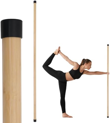 P Polerden Yoga Stick, 5ft Exercise Stick for Mobility, Stretching Stick with Non-Slip Ends, Exercise Dowel for Pilates, Balance Pole and Stretch Bar for Stretching Equipment by PPolerden