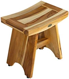 EcoDecors 18-Inch Teak Shower Stool, 300 lb, Compact Spa Seating - Image 2