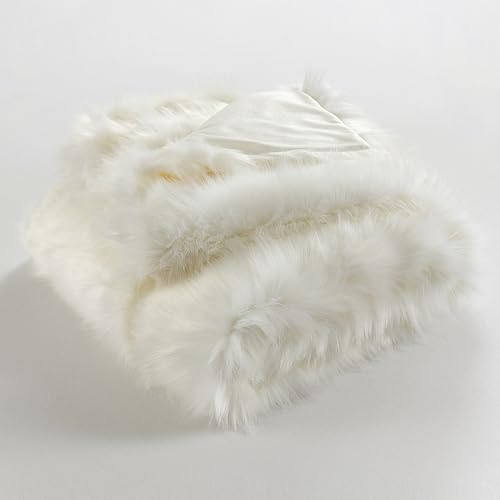 HORIMOTE HOME Luxury Plush Faux Fur Blanket, Long Pile White Throw Blanket, Super Warm, Soft, Cozy Faux Fur Throws for Couch Bed Sofa, Aesthetic Home Room Decor Throw, 60" x 80" - Image 6
