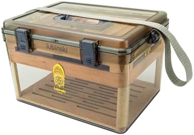 Your Elegant Bar Airview Large Cigar Humidor Box | Lockable Travel Friendly Desktop Humidor with Built-in Digital Hygrometer and Humidifier – Premium Cedar Interior Cigar Case Holds 50 cigars by Your+Elegant+Bar
