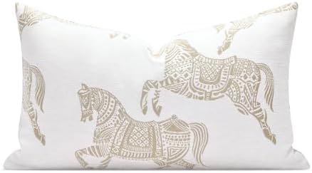 Lumbar Pillow Covers 12x20 inches, Double Sided Horse Pattern Chenille Jacquard Embroidered Decorative Throw Pillows Cover, Luxury Couch Cushion Cover for Bed Sofa Living Room Bedroom by AIBUHOME