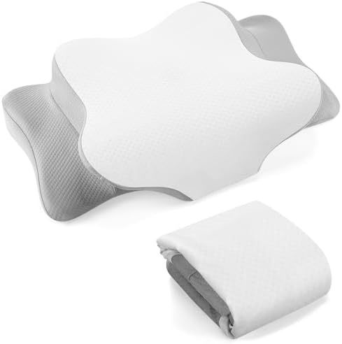 HunnmingRe Pillow Case for Cervical Neck, White,Gray, Queen Size by HunnmingRe