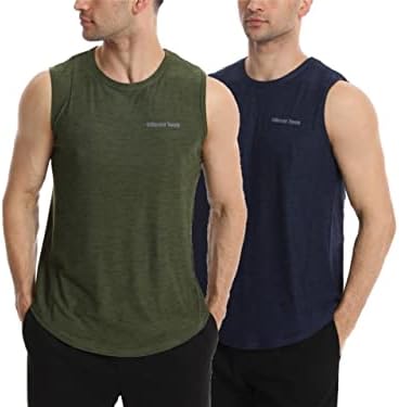 Different Touch Men’s 2 Pack Active Gym Workout Sleeveless Shirts Quick Dry Crew Neck Muscle Tank Top by DifferentTouch