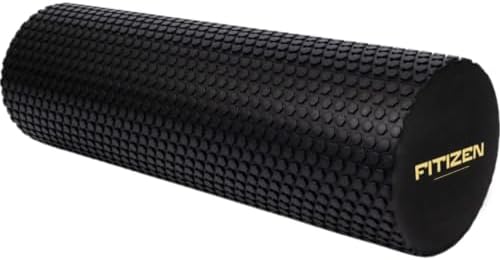 Foam Roller for Muscle Massage, Stiff Back Pain Relief, Physical Therapy, Deep Tissue, Exercise Equipment for Home Gym, Stress, Yoga, Pilates for the fit Citizen (Black, Medium 18 x 6 Inches) by FITIZEN