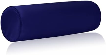 Satin Cylinder Pillowcase | Silk-Like Roll Bolster Pillow Cover with Hidden Zipper | Neck Roll Covers for Hair & Skin Friendly（ Navy blue18 x 6" ） by Velvetcossy