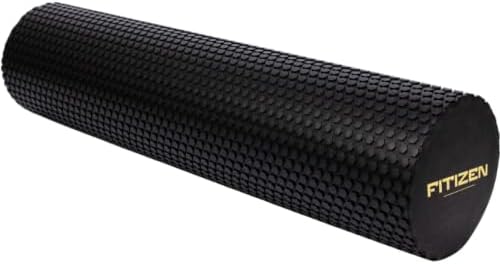Foam Roller for Muscle Massage, Stiff Back Pain Relief, Physical Therapy, Deep Tissue, Exercise Equipment for Home Gym, Stress, Yoga, Pilates for the Fit Citizen (Black, Large 24 x 6 Inches) by FITIZEN