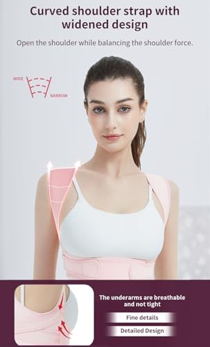 Posture Corrector for Women, Back Brace for Women, Adjustable Lightweight Upper Back Brace, Back Posture Corrector for Neck, Shoulder, Upper & Lower Back Pain Relief, Invisible Under Clothes (Pink, Medium) - Image 3