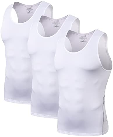 Mens 3 Pack Compression Tank Tops Sleeveless Compression Shirt by Audoc