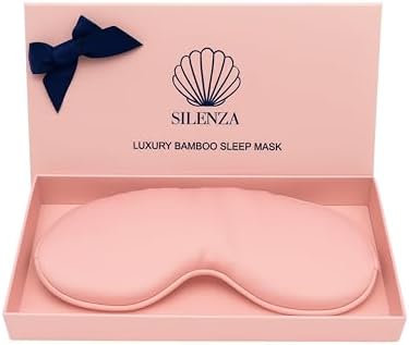 Luxury Bamboo Sleep Mask – Ultra-Soft Cooling Eye Mask for 100% Light Blocking, Adjustable Comfort Strap, Perfect for Travel & Better Sleep (Blush) by Unknown