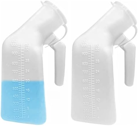 Thick Firm Male Urinal Urine Bottle with Lid 32oz./1000mL (White)pack of 2, by YUMSUM