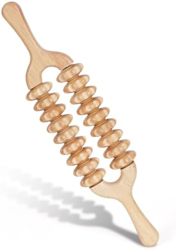 Liitrton Manual Wooden Massage Roller Stick for Muscle Relief, 18-Wheel by Liitrton