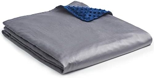 YnM Exclusive Cooling Rayon Derived from Bamboo & Cozy Velvet Dual-Sided Duvet for Weighted Blankets with 16 Strings (60''x80'') - Blue Grey by YNM