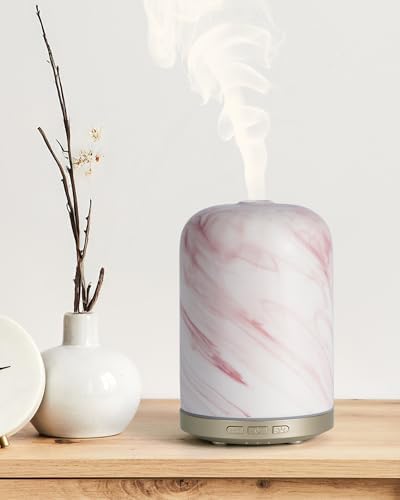 Essential Oil Diffuser - 2.4 MHz Ultrasonic Ceramic Diffuser with Pulse/Continuous Mist & 3 Night Light Modes, Waterless Auto-Off, Silent Aromatherapy Diffuser for Home, Office, Gifting & Home Decor by ONABOVIVA