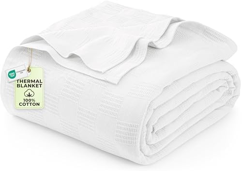 Utopia Bedding 100% Cotton Thermal Blanket White Twin, 90x72 Inches by UTOPIABEDDING