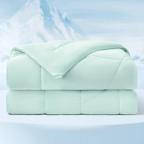 Bedsure Cooling Comforter Queen Size - Cooling Blankets for Hot Sleepers, Lightweight Comforter for Summer with Dual-Sided Cool Tech, Soft Breathable Cold Blanket for Sleeping, Green, 88x88 Inches by Unknown