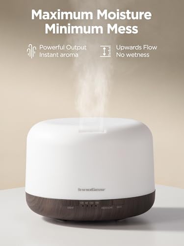 InnoGear 500ml Aromatherapy Diffuser for Home 10 Essential Oil Set, Brown - Image 5