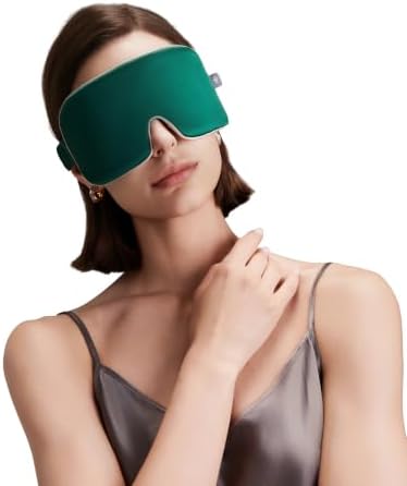 Luxurious 100% Mulberry Silk Sleep Eye Mask Blackout, Pine Green by ZHEJIN