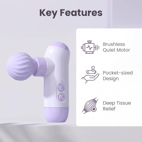 Mini Massage Gun, Silent Brushless Motor Ultra-Quiet Pocket Sized Percussion Muscle Massager, Powerful Rechargeable Fascial Gun for Athletes Back Pain Relief, Ideal for Home Office Travel - Image 3