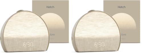 Hatch Restore 3 Sunrise Alarm Clock, Sound Machine, Smart Light (Greige) - White Noise, Screen-Free Sleep Routine (Pack of 2) by HatchInc