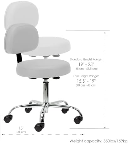 EARTHLITE Pneumatic Massage Salon Drafting Stool - No Leaking (vs. Hydraulic), Adjustable, Rolling, CFC-Free / Medical Spa Facial Chair - Image 2