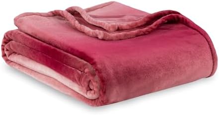 Berkshire Blanket-Classic Heavyweight Soft Printed VelvetLoft® Plush Blanket, Full/Queen Size Soft Fuzzy Warm Blanket for Couch Sofa Bed, Ombre Burgundy, 90in x 90in by BerkshireHomeCompany