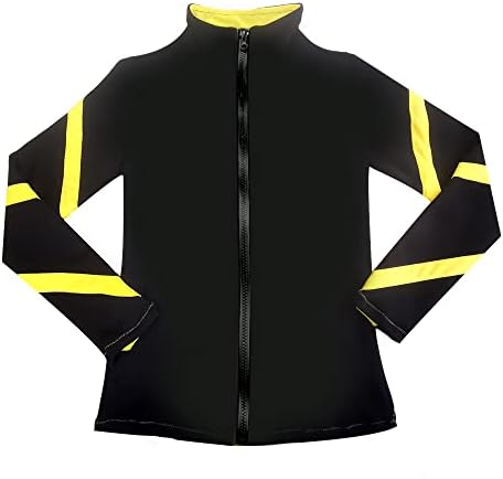 LIUHUO Girls Ice Skating Jackets Women Stripes Training Practice Figure Skating Tops Costs Fleece by LIUHUO