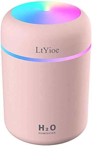 LtYioe Colorful Cool Mini Humidifier, USB Personal Desktop Humidifier for Car, Office Room, Bedroom,etc. Auto Shut-Off, 2 Mist Modes, Super Quiet. (Pink) by 3DGreetingCards