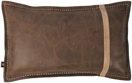 LL LEATHER LOVERS 100% Lambskin Leather Pillow Cover - Sofa Cushion Case - Decorative Throw Covers for Living Room & Bedroom, Chiku Brown & Off White Box Pack of 1-14X22 Inch by LLLEATHERLOVERS