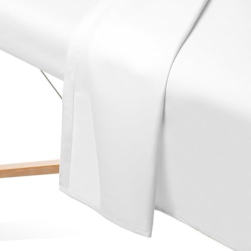 Saloniture 3-Piece Microfiber Massage Table Sheet Set - Premium Facial Bed Cover - Includes Flat and Fitted Sheets with Face Cradle Cover - White - Image 4