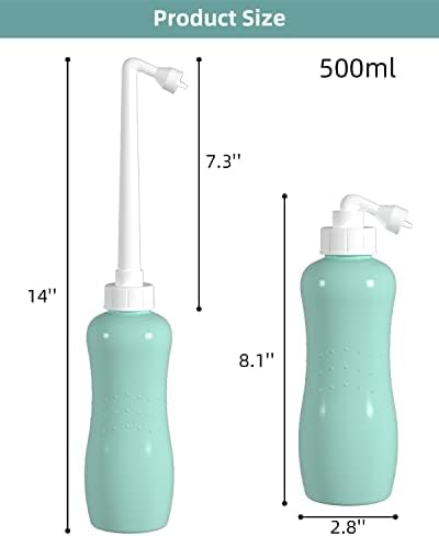 Hibbent 2 Pack 500ml Portable Bidet Sprayer for Women or Men, Handheld Travel Bidet for Personal Hygiene, Jet Spray Bottle for Toilet & Bathroom, Peri Bottle for Postpartum Care, Travel Bag, Green - Image 6