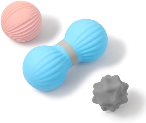 HODEMI Peanut Massage Ball Set, 3 Pack Peanut Roller, Textured Massage Ball & Trigger Point Ball for Deep Tissue Massage and Myofascial Release for Back, Neck, Hip and Foot with Mesh Bag by HODEMI