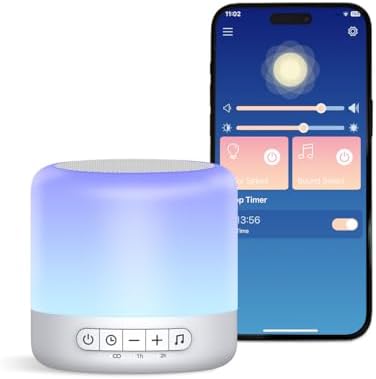 Easysleep Optical Lamps Sound Machine Baby White Noise Machine for Sleeping with 30 Soothing Sounds 12 Night Light,Timers, App Remote Control,Night Light Sleep Machine for Nursery Kid by Easysleep