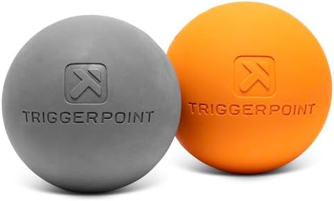 TRIGGERPOINT Foundation Massage Therapy Balls – Medium-Density Ball Massager for Back & Foot Pain Relief, Trigger Point Myofascial Tool for Yoga, Exercise & Physical Therapy, Grey/Orange, 2 Pack by TriggerPointPerformance