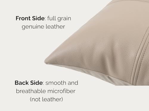 Full Grain Leather Throw Pillow Cover (18" x 18") (Cream) - Image 4