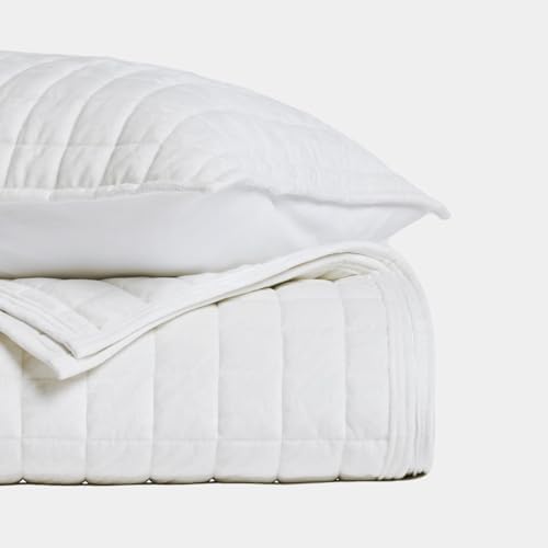 RECYCO Channel Box Stitch Velvet Quilt Set, King Size, Bright White - Image 6
