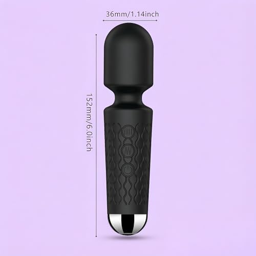 Handheld Cordless Mini Massager, Powerful Quiet with Waterproof, 20 Modes & 8 Speeds Vibration Wand for Back Neck Shoulders, Muscle Soreness Relief & Recovery (Black) - Image 6
