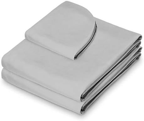 Saloniture 3-Piece Microfiber Massage Table Sheet Set - Premium Facial Bed Cover - Includes Flat and Fitted Sheets with Face Cradle Cover - Light Gray - Image 2