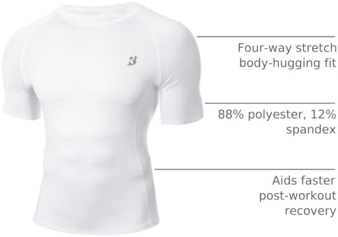 Roadbox Compression Shirt Men Short Sleeve, Cool Dry Base Layer Athletic Undershirts, Workout T-Shirt for Sports Gym Running - Image 4