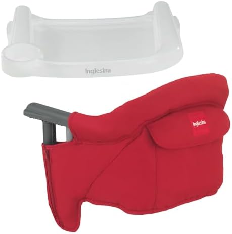 Inglesina Fast Table Chair - Red + Fast Dining Tray - Portable Baby High Chair - for Babies & Toddlers up to 37 lbs - Fits Tables 0.8'' to 3.5'' Thick - Compact & Easy to Use - Travel Bag Included by Unknown