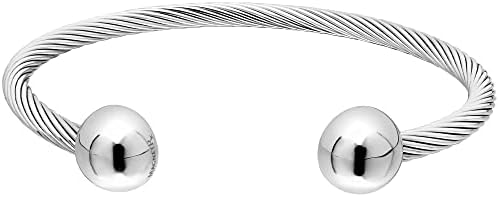 MagnetRX® Twisted Cable Magnetic Bracelet Cuff (Silver, Small) - Image 7