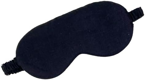 Eye mask Pure Linen Sleep Mask with Elastic Band, No Pressure On Eyes,Side Sleeper Eye Cover Organic Cotton Core Blindfold,Napping & Yoga Travel Essentials (Black) by lyssiatina