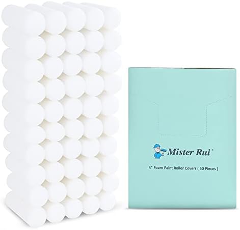 Mister Rui 50 Pack 4 Inch Foam Paint Roller Covers for Cabinets and Doors by MisterRui