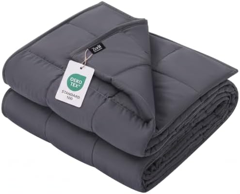 ZonLi Weighted Blanket 15 lbs(48''x72'', Twin Size, Grey), Weighted Blanket for Adults, with Glass Beads by Zonli