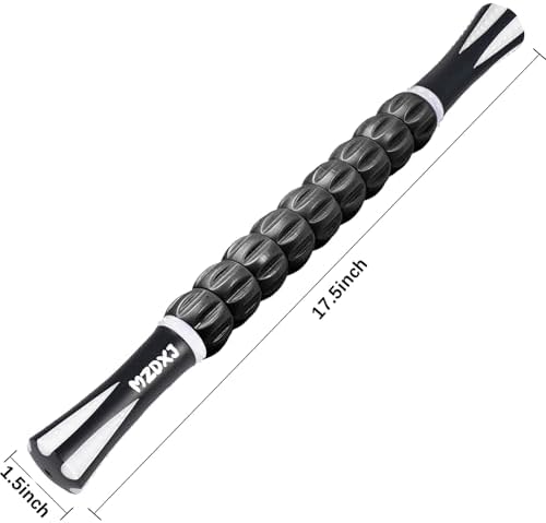Muscle Roller Massage Roller Stick- Deep Tissue Fascia Blaster for Myofascial Pain Relief, Lymphatic Drainage & Body Sculpting, Handheld Physical Therapy & Recovery Tool (White Black) - Image 2