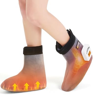 CAMECO 2-in-1 Cordless Foot Heating Pad & Massagers for Feet Neuropathy Pain Relief, 5000mAh 104℉-140℉ Heated Foot Warmers for Women Men, Rechargeable Vibration Heating Booties for Ankle Under Desk by CAMECO