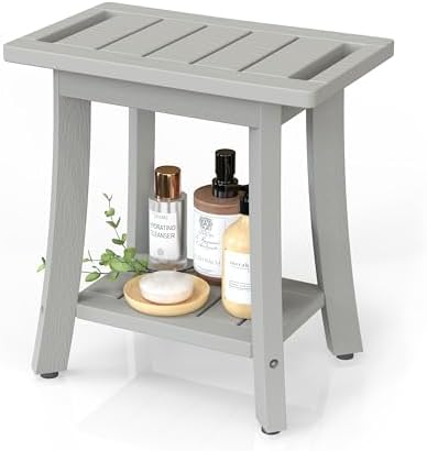 Waterproof HIPS Shower Bench for Inside Shower, Shower Stool, Grey by BEKVEMLIVING