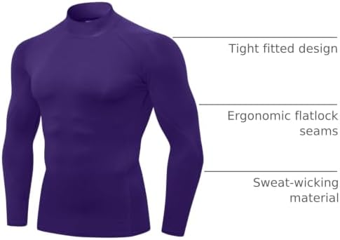 SPVISE Men's Compression Shirts Long Sleeve Mock Turtleneck Workout Tops - Image 4