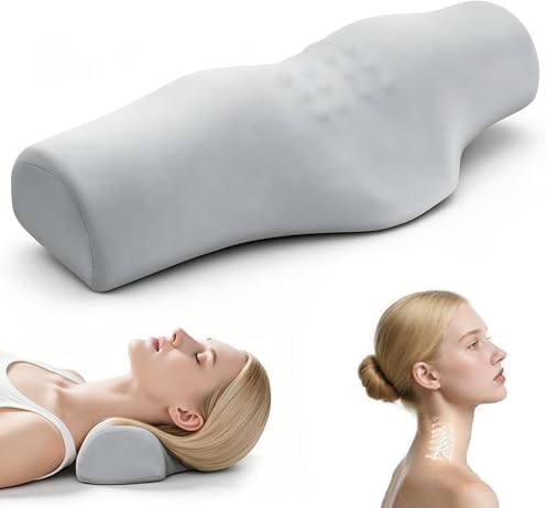 Cervical Neck Pillows, Neck Roll Pillow for Neck Pain Relief, Sleeping Decompression Devices Support and Shoulder Relaxer, High-Density Memory Foam, Neck Bolster (Gray) by Unknown