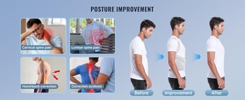 Back Brace Posture Corrector for Women and Men, Shoulder Straightener, Adjustable Full Back Support, Relief for Neck/Shoulder/Back Pain, Scoliosis & Hunchback Correction, Breathable Mesh Design (Gray, Medium/Large (Waist 33"-40")) - Image 4